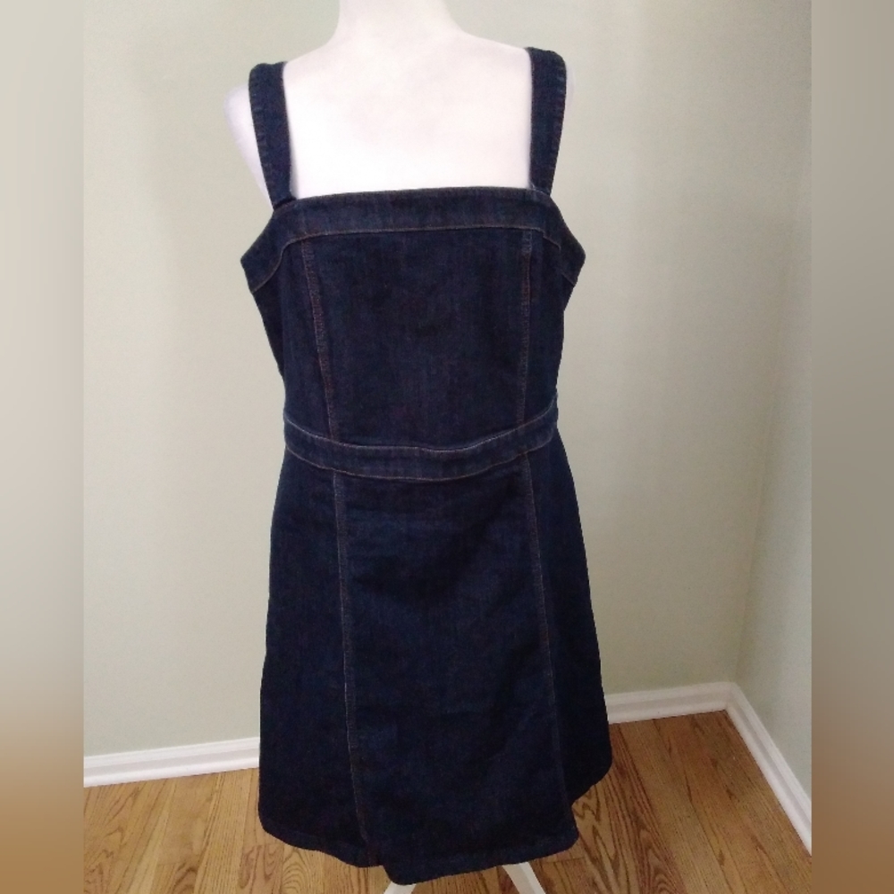 Ann Taylor Factory Dark Blue Denim Sleeveless A-Line Dress